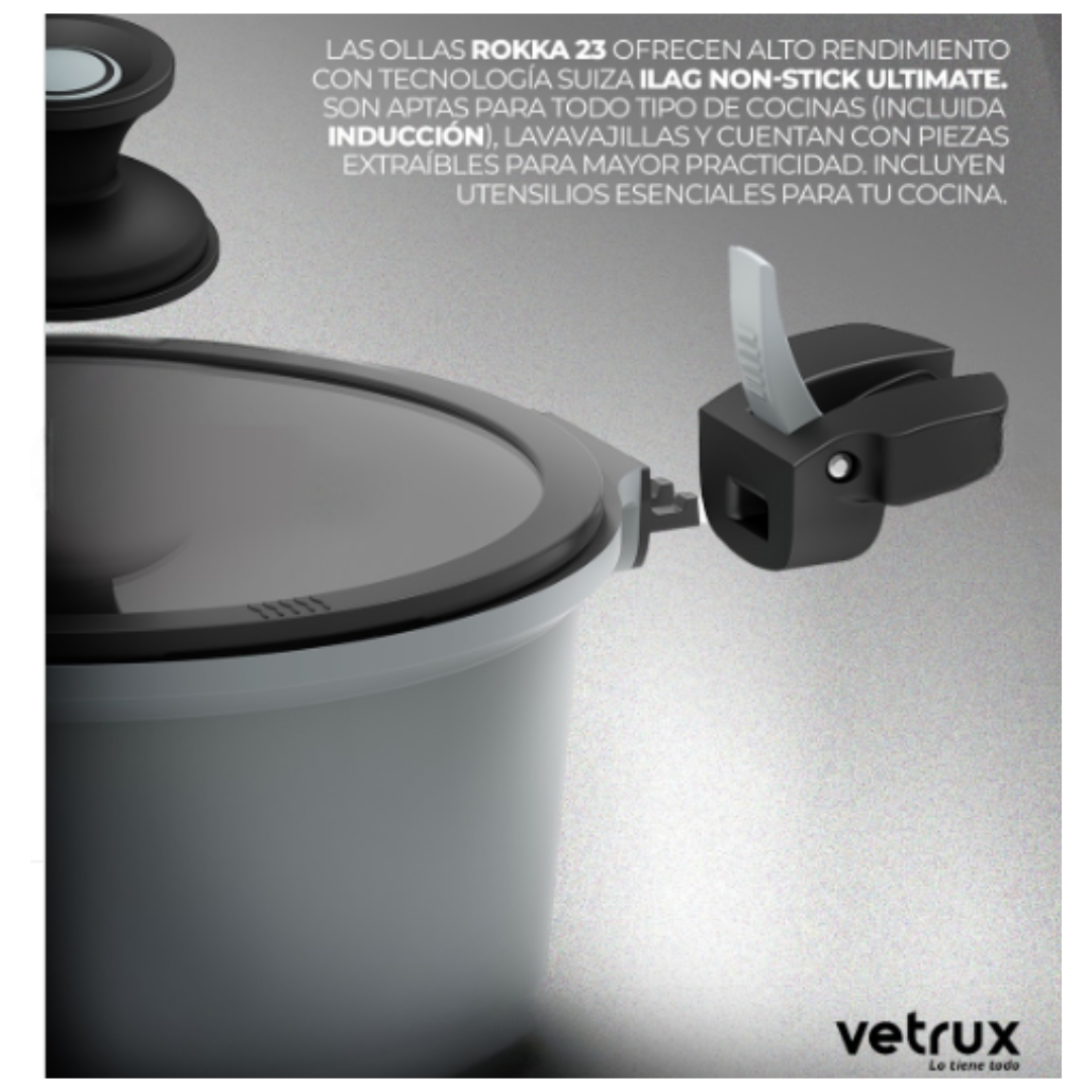 Juego de Sartenes 23 Piezas Inducción Rokka Vetrux