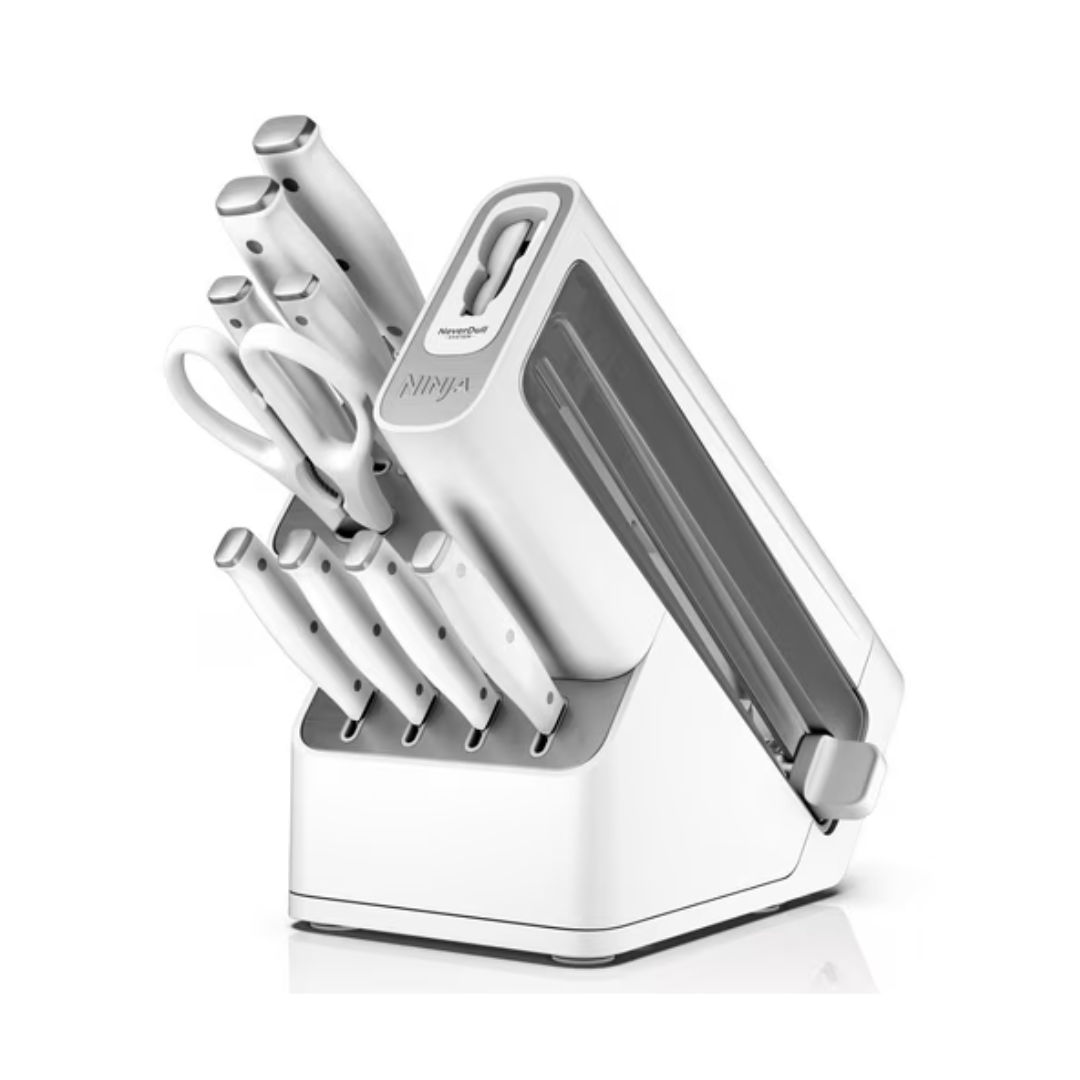 Juego De Cuchillos Foodi NeverDull Essential 10 Pzas Con Base Y Afilador Integrado Blanco Ninja