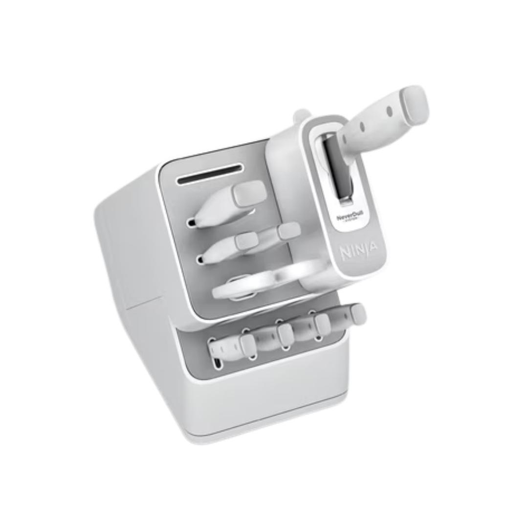 Juego De Cuchillos Foodi NeverDull Essential 10 Pzas Con Base Y Afilador Integrado Blanco Ninja