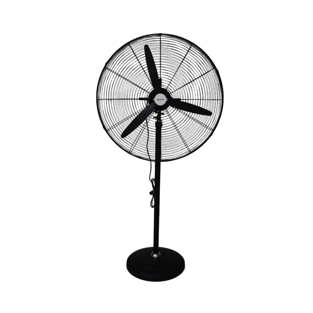 Ventilador Industrial de Pedestal 30" 3 Aspas Plásticas 150W Negro Powerfik