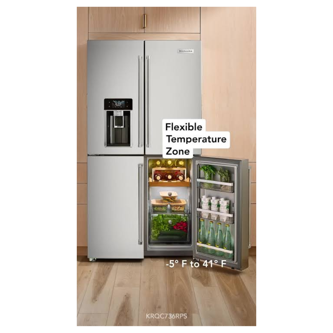 Nevera 4 Puerta 36" 20 Pies Cu Acero Inoxidable Estilo Frances Kitchenaid