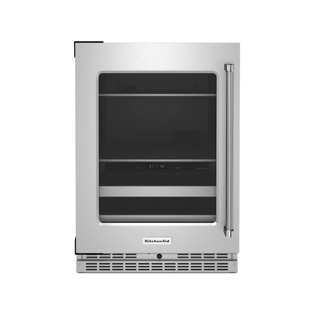 Centro de Bebidas de 24" Con Puerta de Vidrio y Estantes Frontales de Metal Kitchenaid