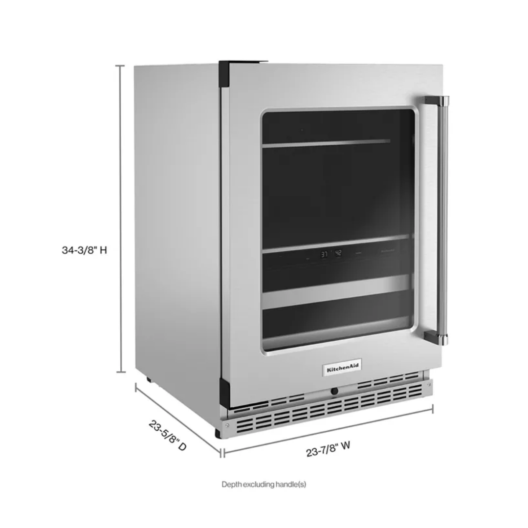 Centro de Bebidas de 24" Con Puerta de Vidrio y Estantes Frontales de Metal Kitchenaid