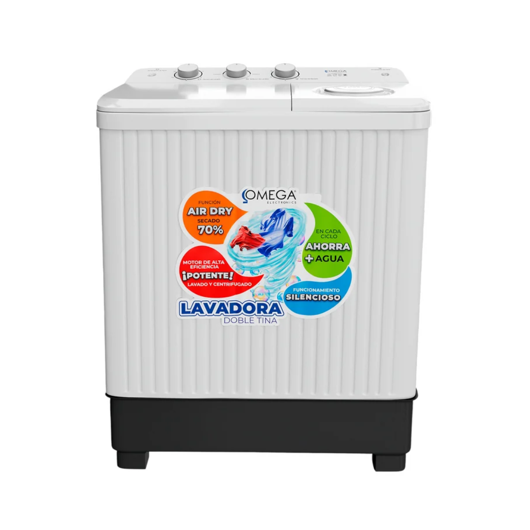 Lavadora Doble Tina 7 Kilos Tapa Blanca Omega