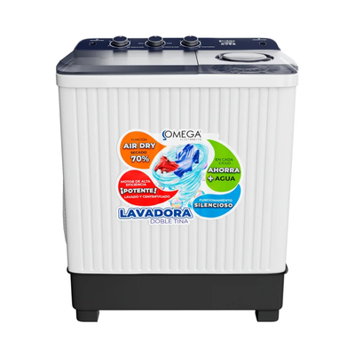 Lavadora Doble Tina 7 Kilos Tapa Traslucida Azul Omega