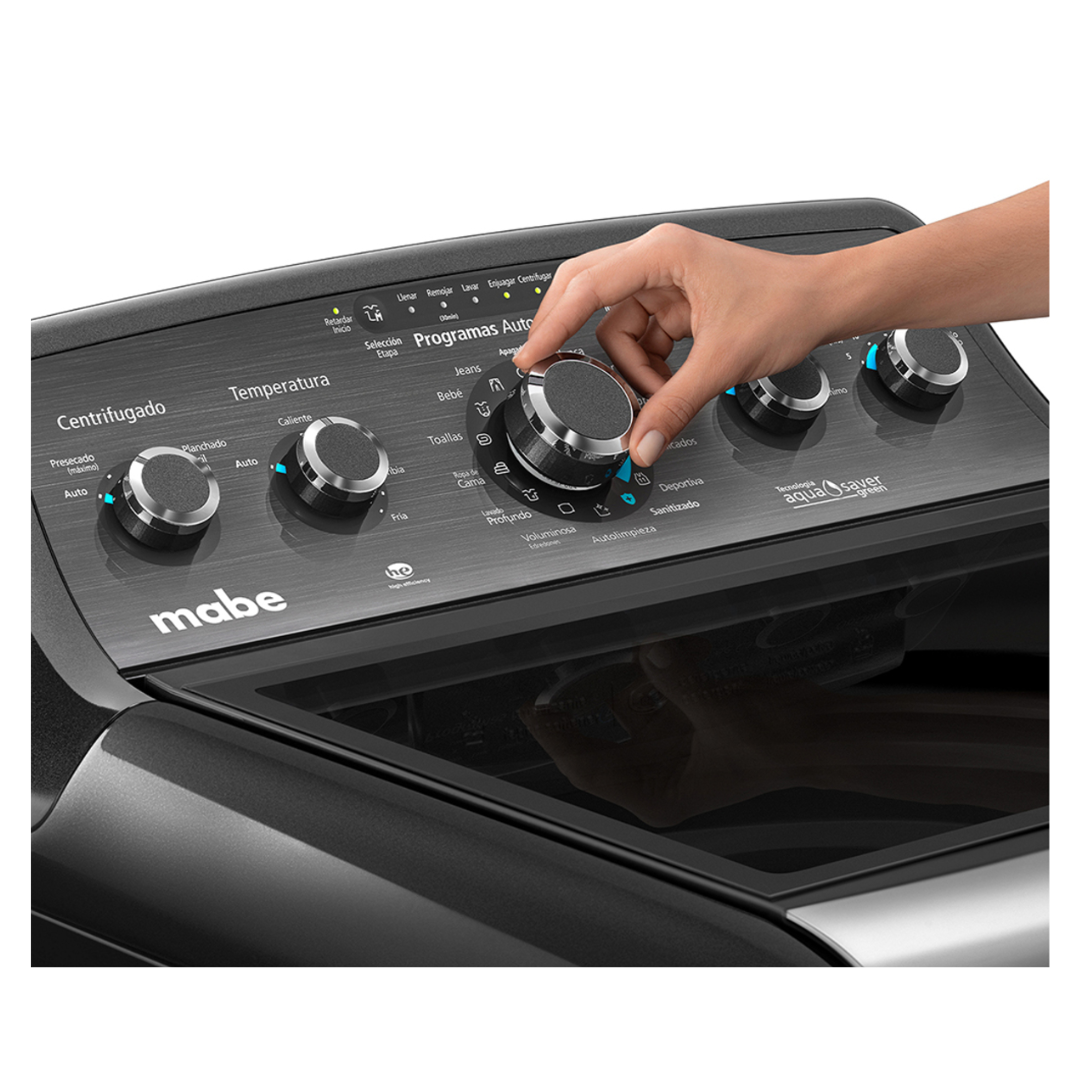 Lavadora Automática Aqua Saver Green High Efficiency 24 kg Diamond Gray con Sanitizado Mabe
