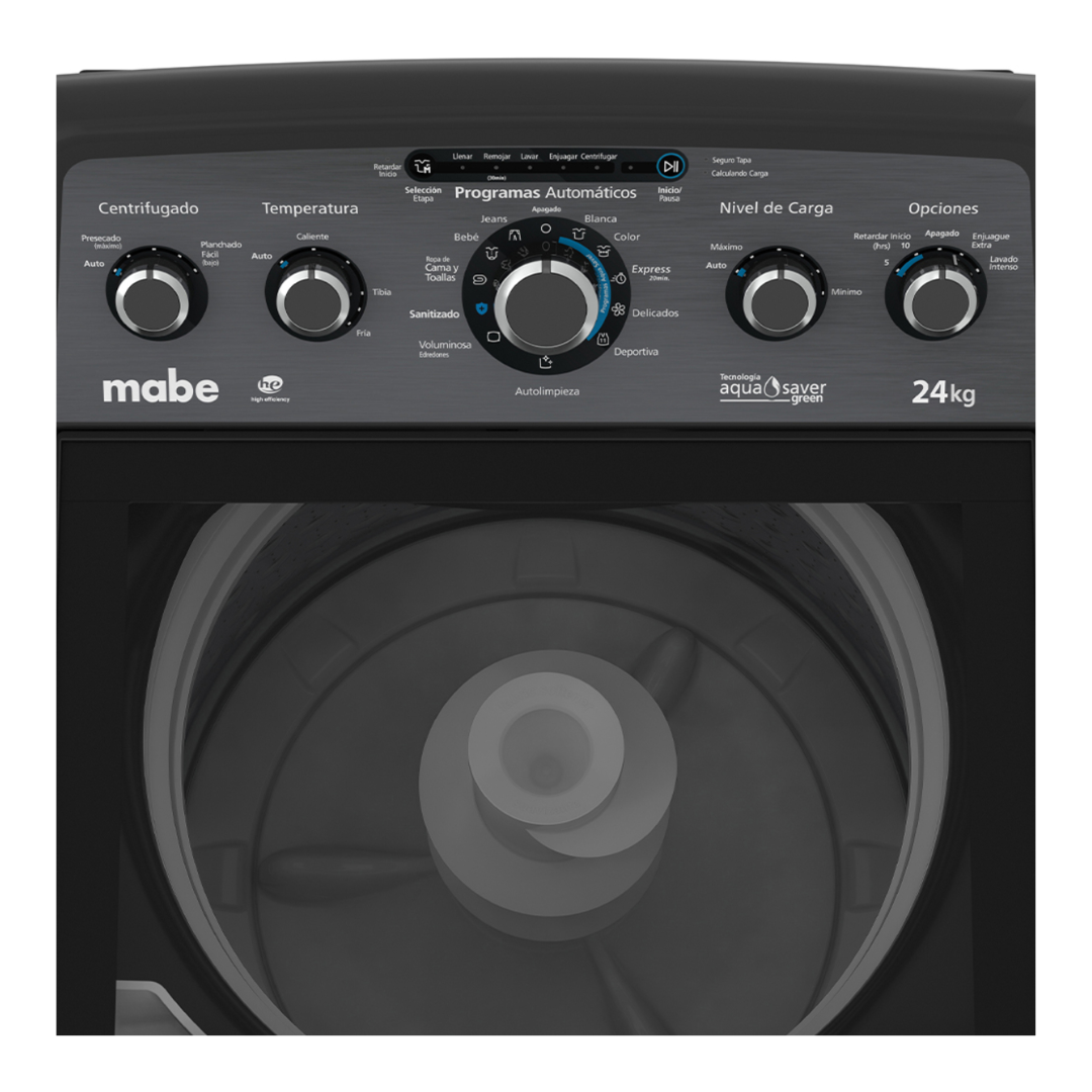Lavadora Automática Aqua Saver Green High Efficiency 24 kg Diamond Gray con Sanitizado Mabe