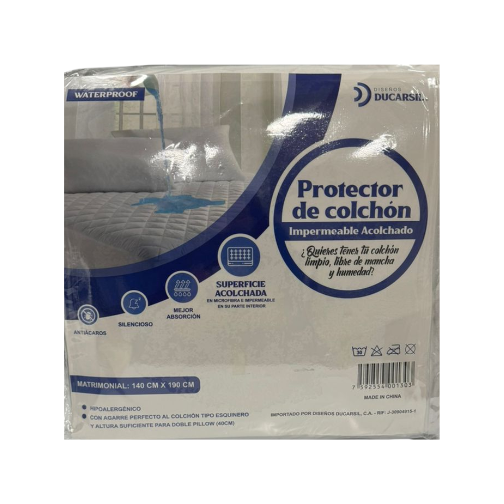 Protector de Colchón Matrimonial Acolchado Impermeable Ducarsil