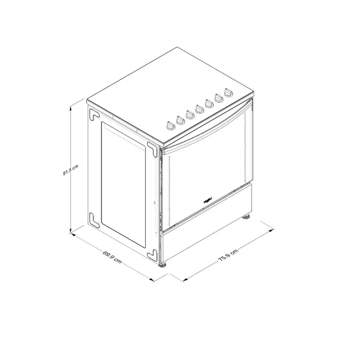 Cocina Eléctrica 30" Al Piso Vitrocerámica / Acero Inoxidable 6 Hornillas Whirlpool