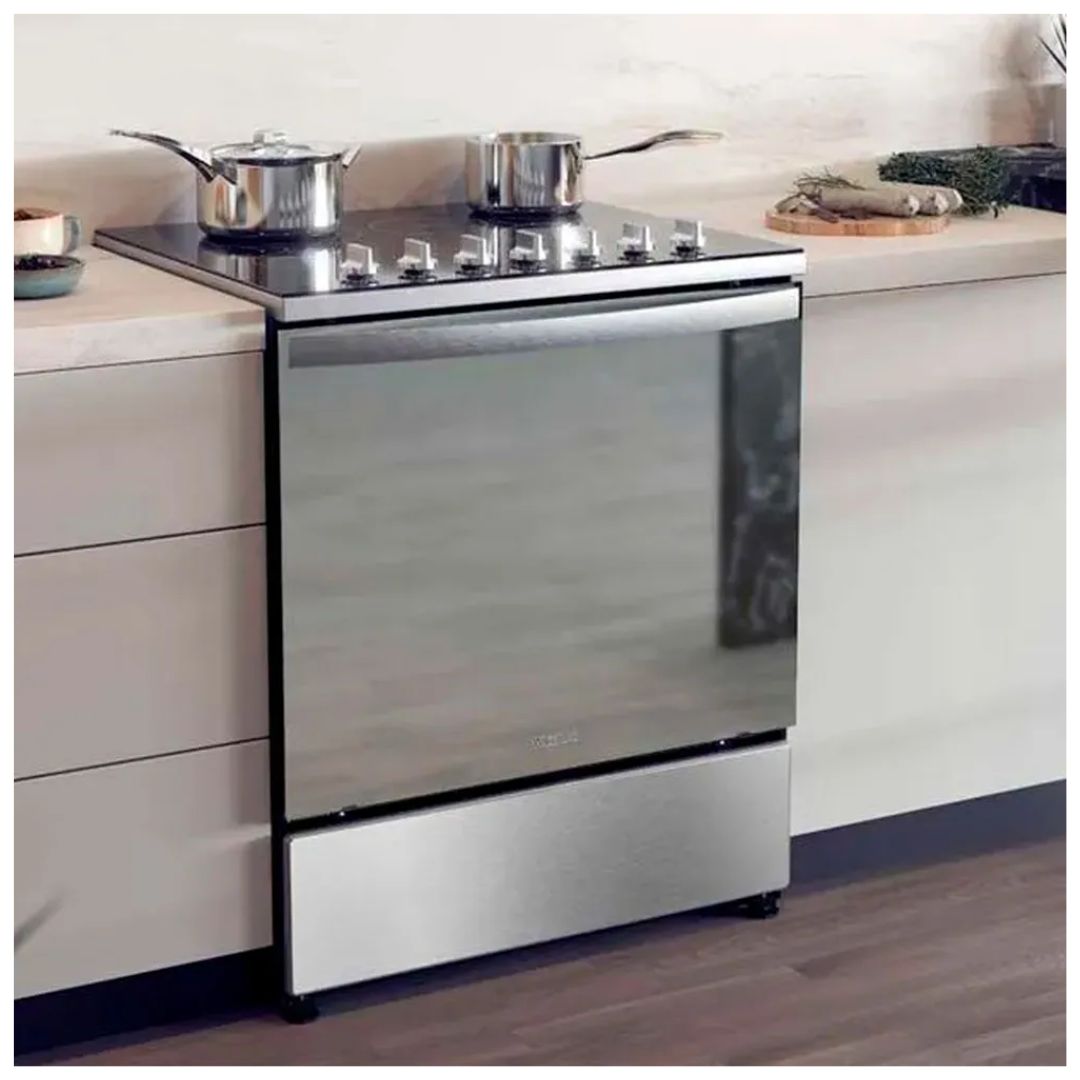 Cocina Eléctrica 30" Al Piso Vitrocerámica / Acero Inoxidable 6 Hornillas Whirlpool