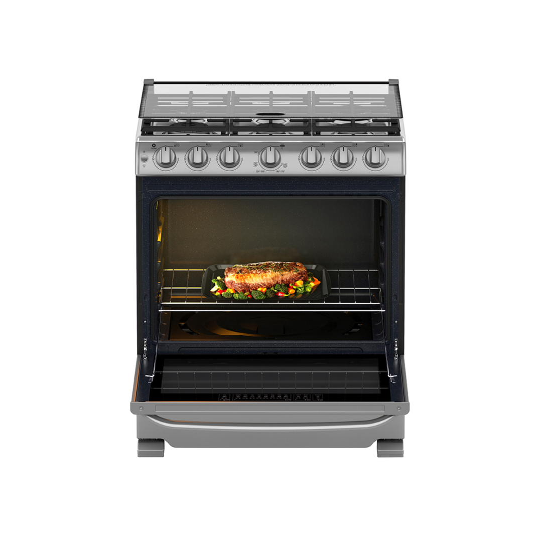 Cocina a Gas 6 Hornilla 76 cm Acero Inoxidable Fast Cook  Mabe