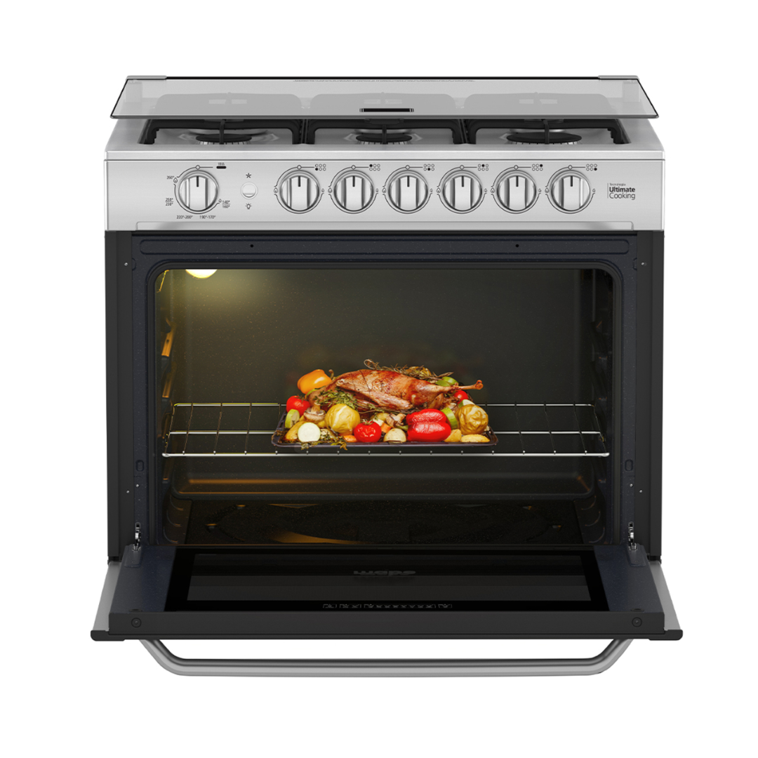 Cocina a Gas Para Empotrar 80 cm Con Encendido Electrico Acero Inoxi Mabe