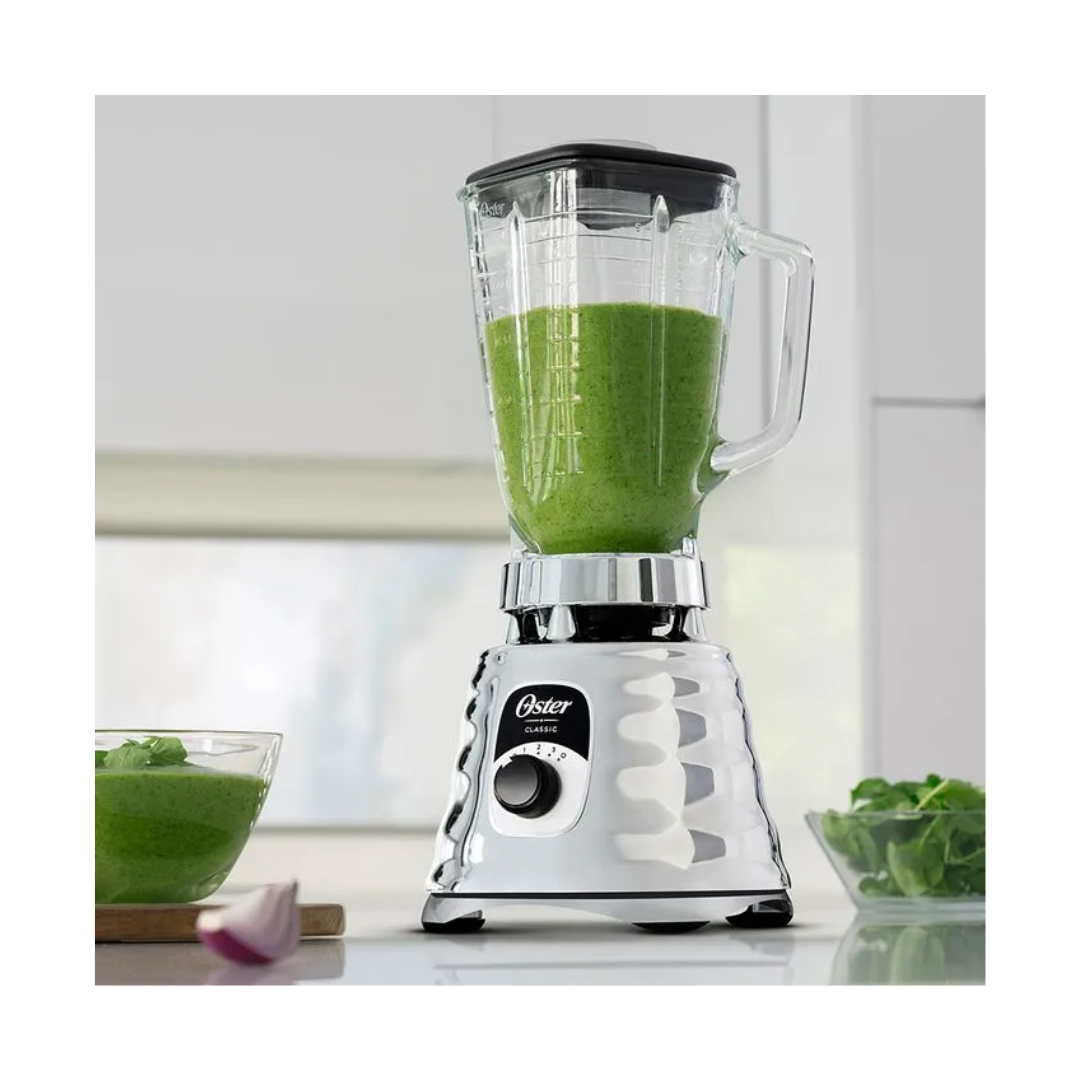 Licuadora 3 Velocidades Vaso de Vidrio 1.25 Litros Cromada clasica Oster