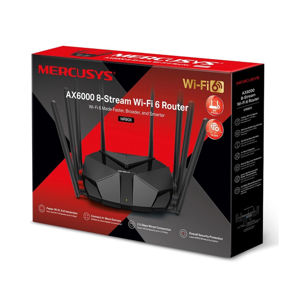 Router AX6000  Wi-Fi 6 de 8 corrientes, hasta 6 Gbps  MU-MIMO, OFDMA, WPA3 Mercusys
