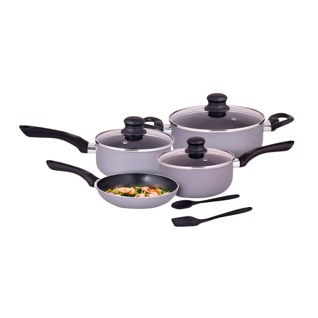 Juegos de Ollas Teflón 9 piezas Gris Yala