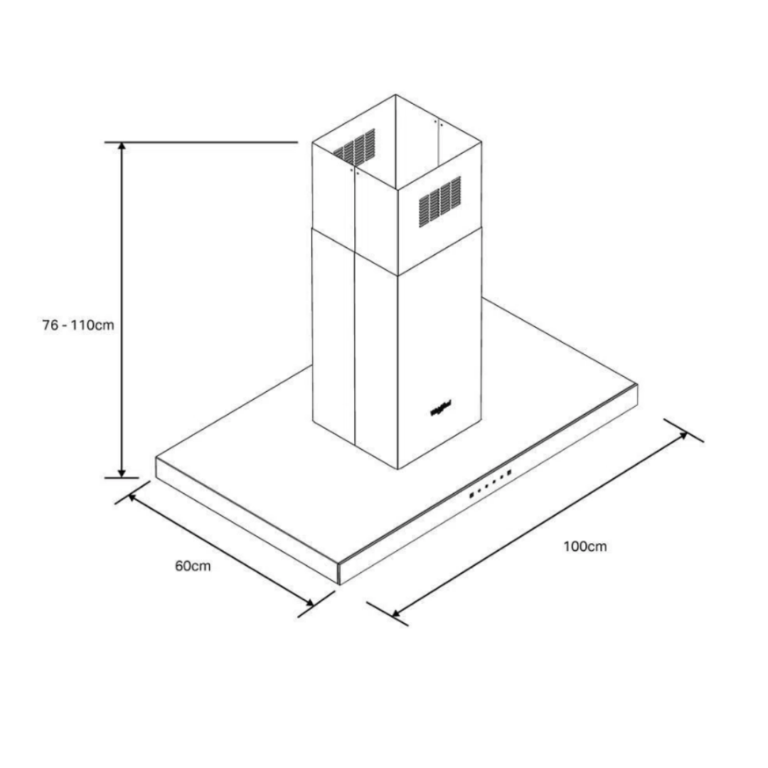 Campana De Isla de 100 cm de Acero Inoxidable Gris Whirlpool