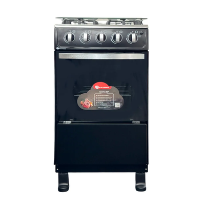 Cocina a Gas 20" 4 Hornillas Con Encedido Electrico Negra Sj Electronics