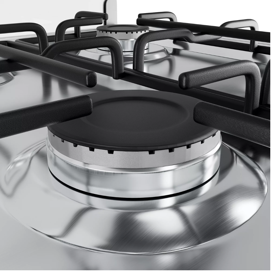 Cocina 4H Con Tapa de Vidrio a Gas 20" + Encendido Electrico Gris Omega