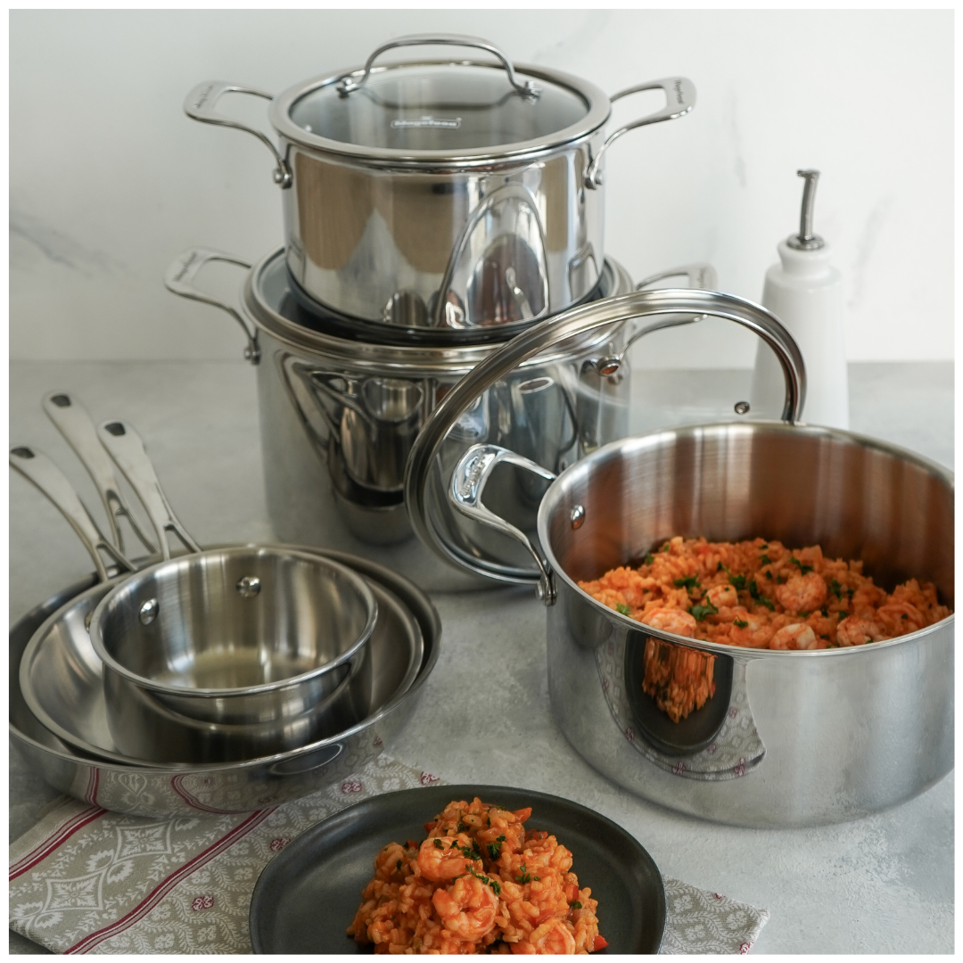 Juego de Olla de 10 Piezas Gourmet Triply Acero Forjada Magefesa