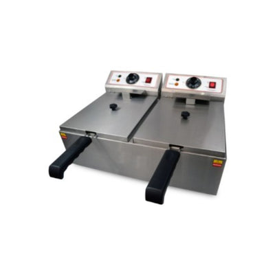 Freidora Eléctrica de Mesa 5 Litros Doble Cesta Acero Inoxidable Senzani