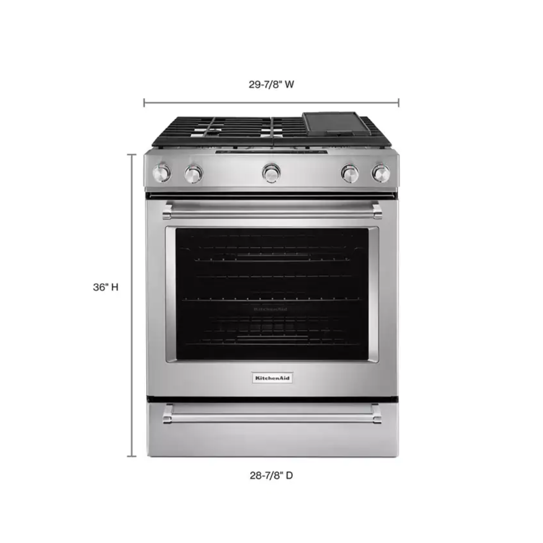 Cocina a Gas 5 Hornillas 30" Acero Inoxidable Kitchenaid