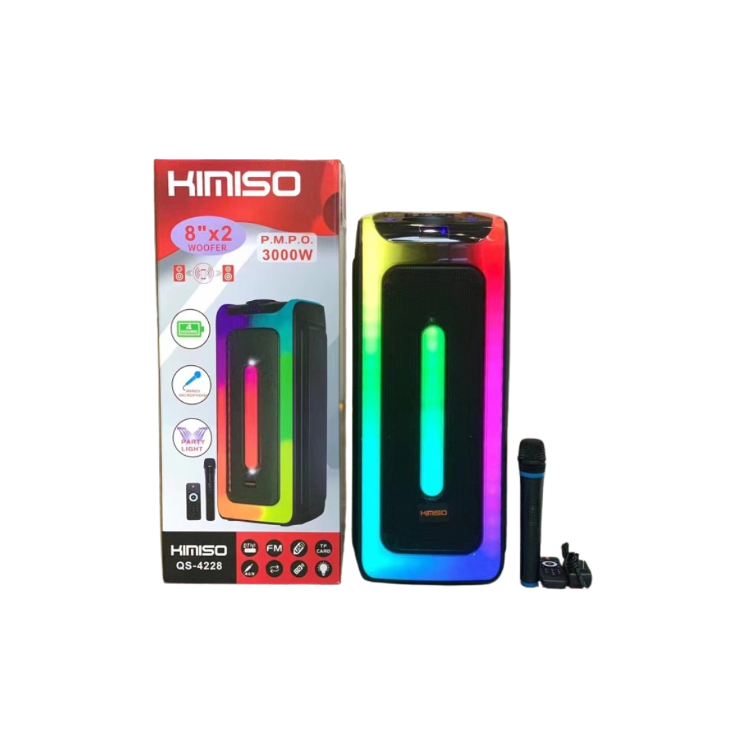 Corneta Inalámbrica 8" Iluminación Led USB/TF/BT/FM/AUX Recargable Kimiso