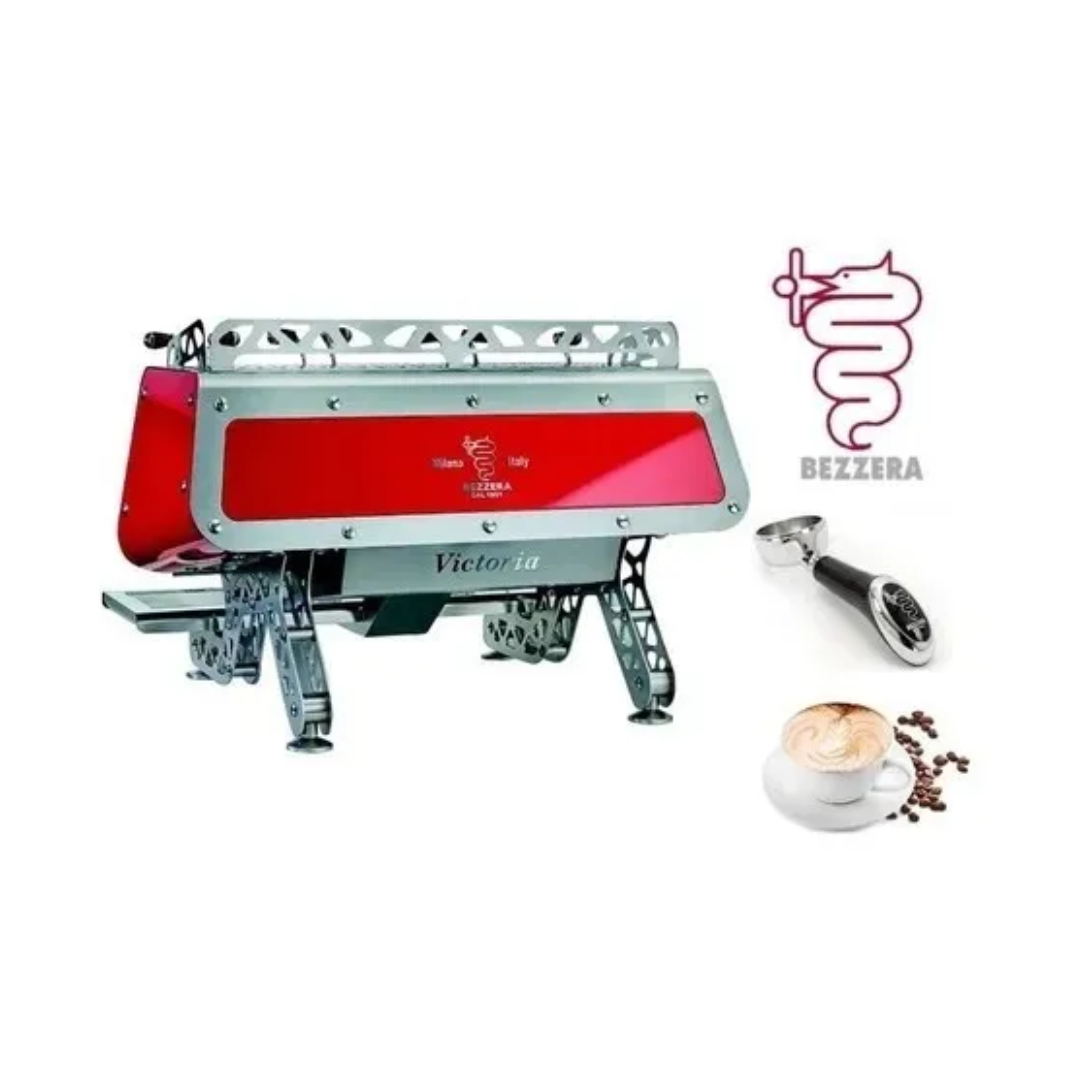 Cafetera Espresso Eléctrica 2 Grupos 11 Litros Acero Inoxidable Victoria Roja BEZZERA