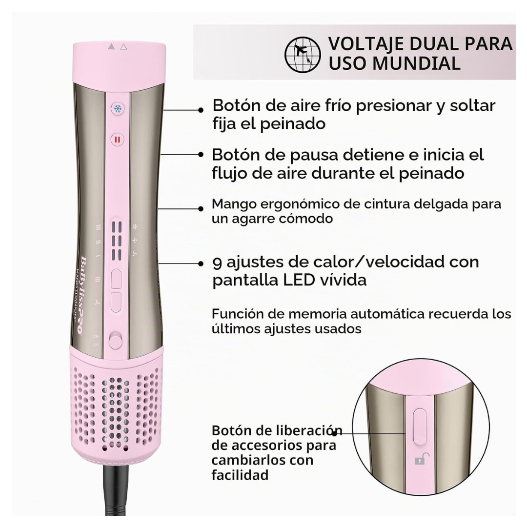 Secador de Cabello 5 EN 1 Rosa BABYLISS