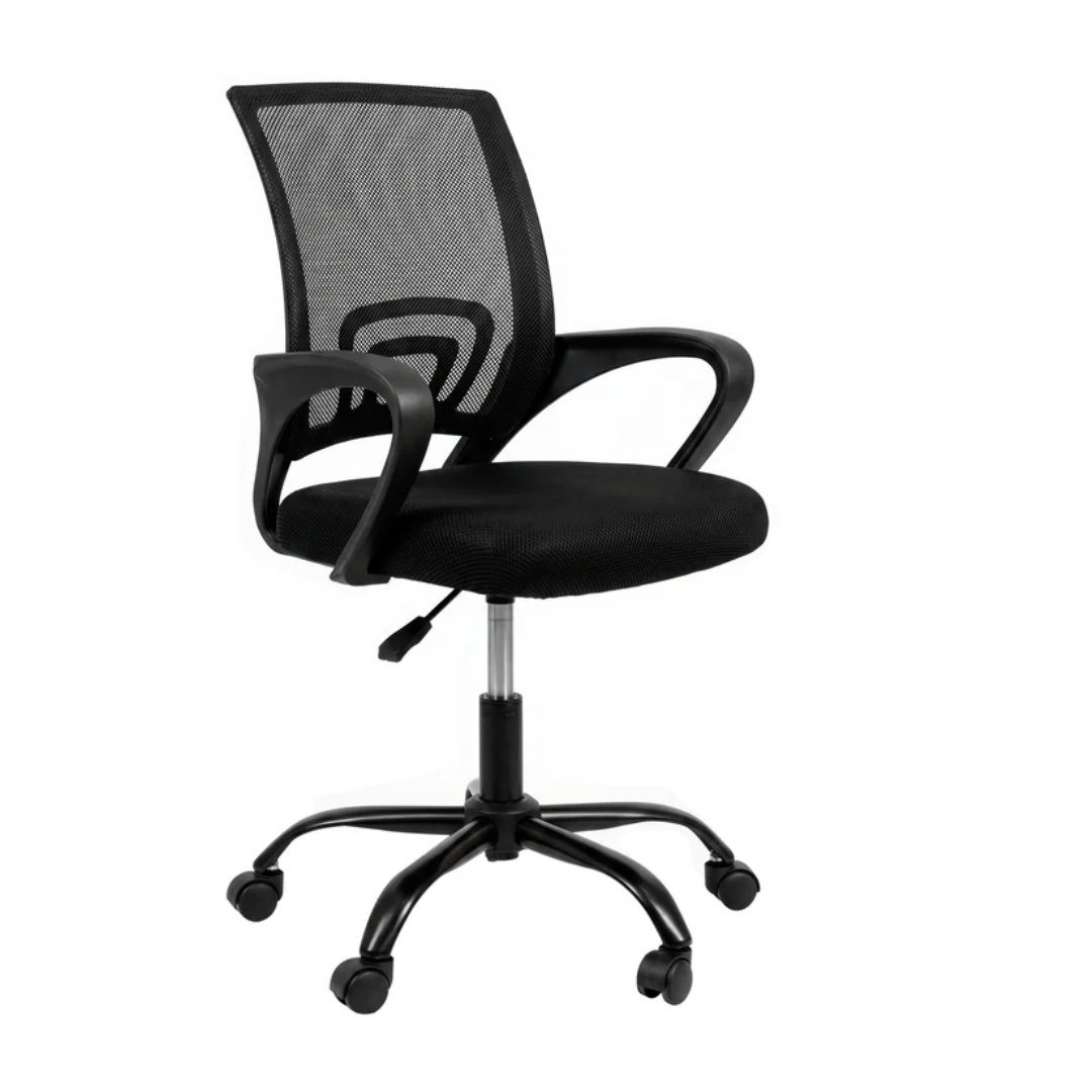 Silla de Oficina Ergonómica Ajustable y Giratoria con Respaldo alto y Soporte Lumbar Negra Powerfik