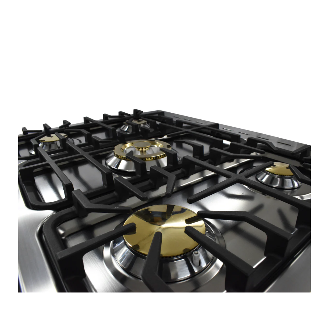 COCINA 76 CM NEGRA 5H + ENCENDIDO ELECTRICO + TAPA DE VIDRIO SJ ELECTRONICS