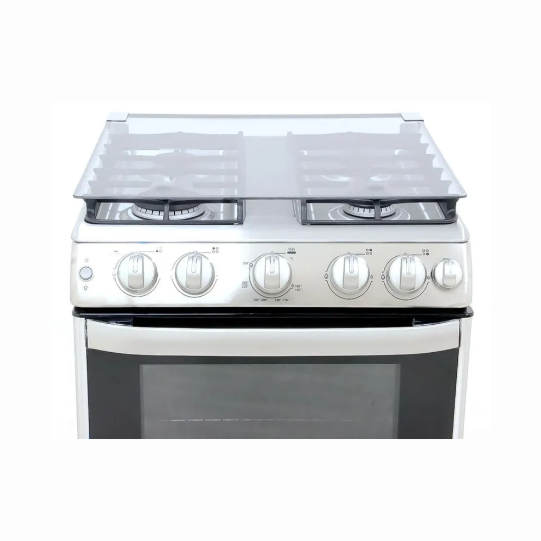 Cocina a Gas al Piso 60cm 4h acero/inox con Encendido y Tapa de Vidirio Mabe