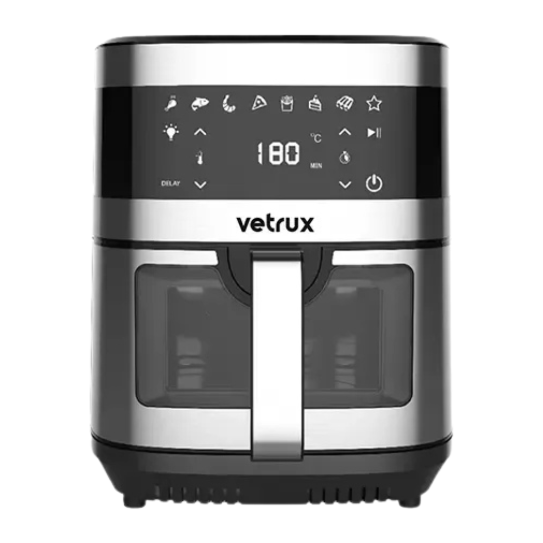 Freidora De Aire Con Visor 9 Litros Acero Negro VETRUX