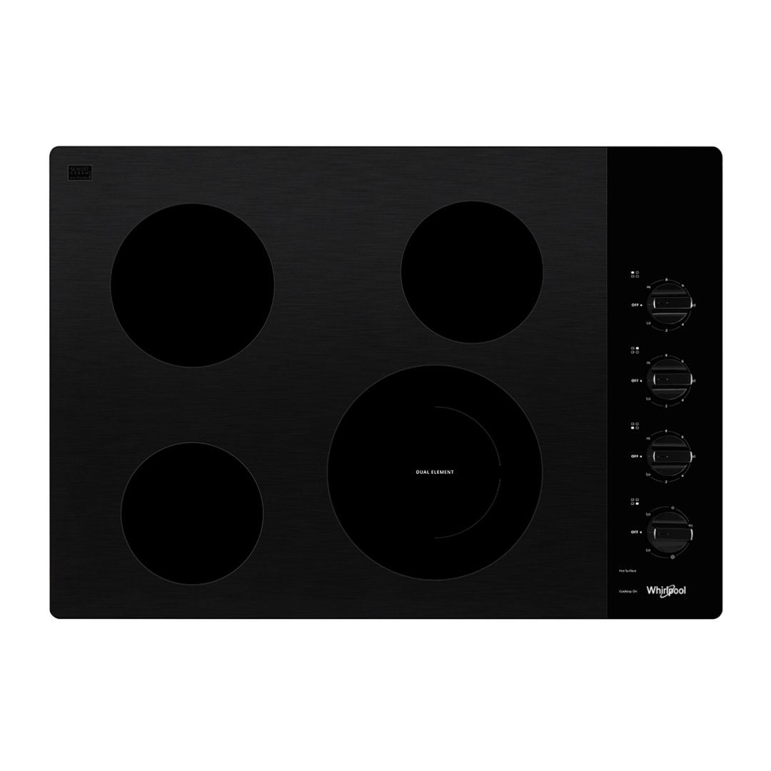 Tope Eléctrico de Perilla Negras  4 Hornillas Vitrocerámica 30" Whirlpool