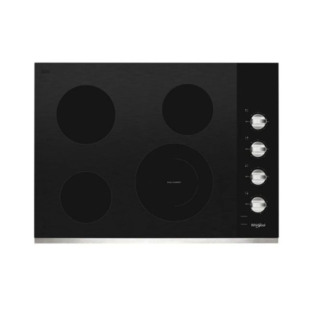 Tope Eléctrico de Perillas Cromadas  4 Hornillas Vitrocerámica 30" Whirlpool