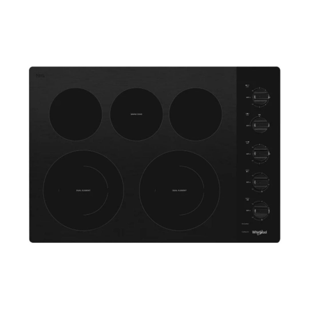 Tope Eléctrico de Perilla Negra 5 Hornillas Vitrocerámica 30" Whirlpool