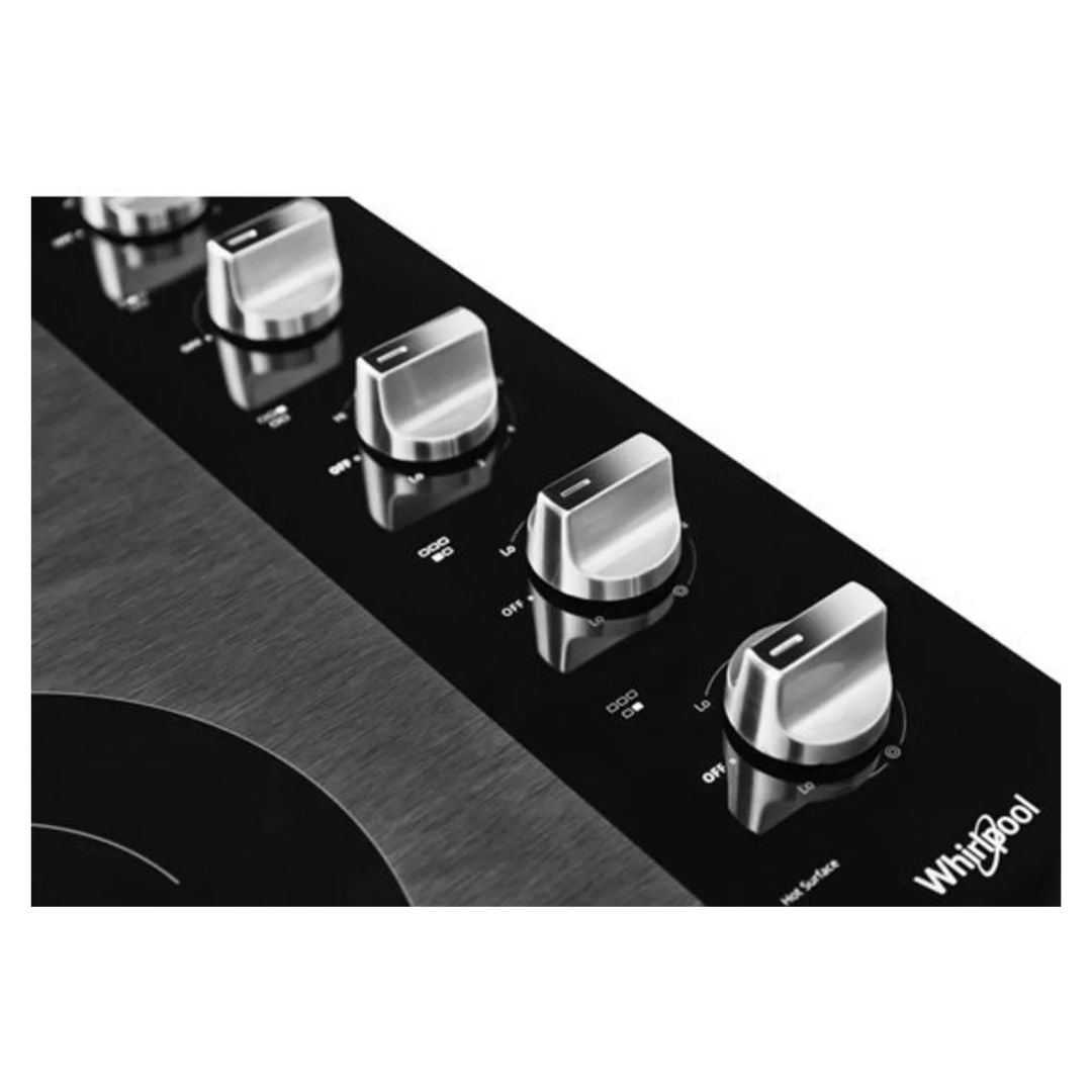 Tope Eléctrico de Perilla Cromada 5 Hornillas Vitrocerámica 30" Whirlpool