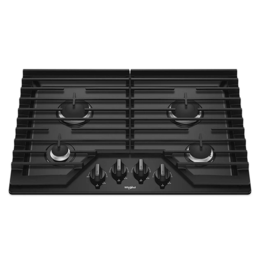 Tope a Gas Negro 4 Hornillas 30" Whirlpool