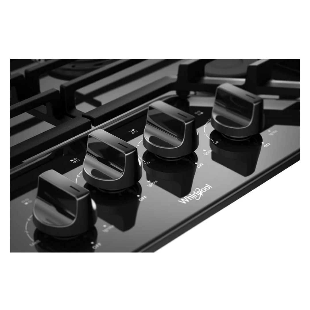 Tope a Gas Negro 4 Hornillas 30" Whirlpool