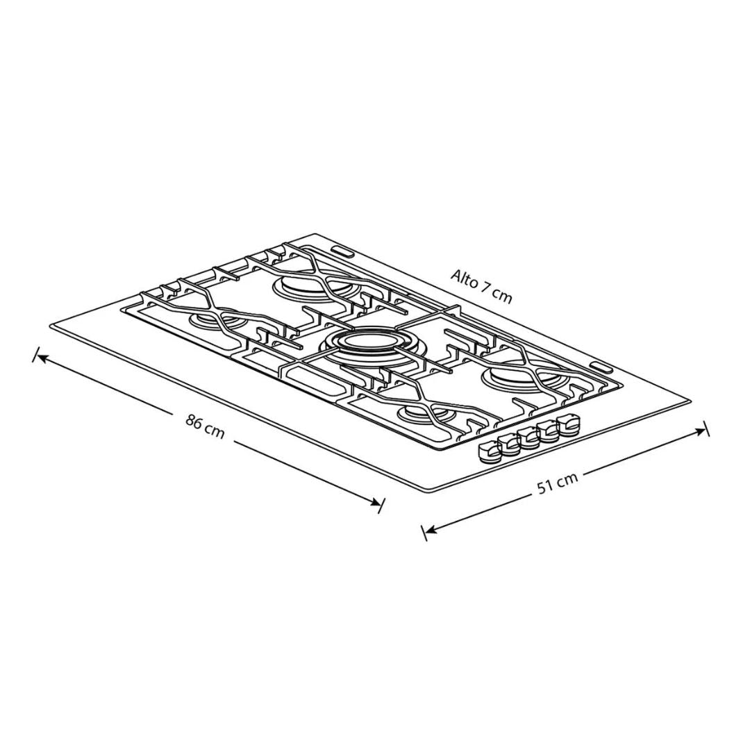 Tope a Gas 5 Hornillas Acero Inoxidable 30" Whirlpool