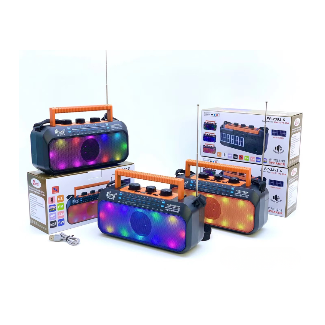Radio Portátil Recargable AM/FM Bluetooth Panel Solar Fepe