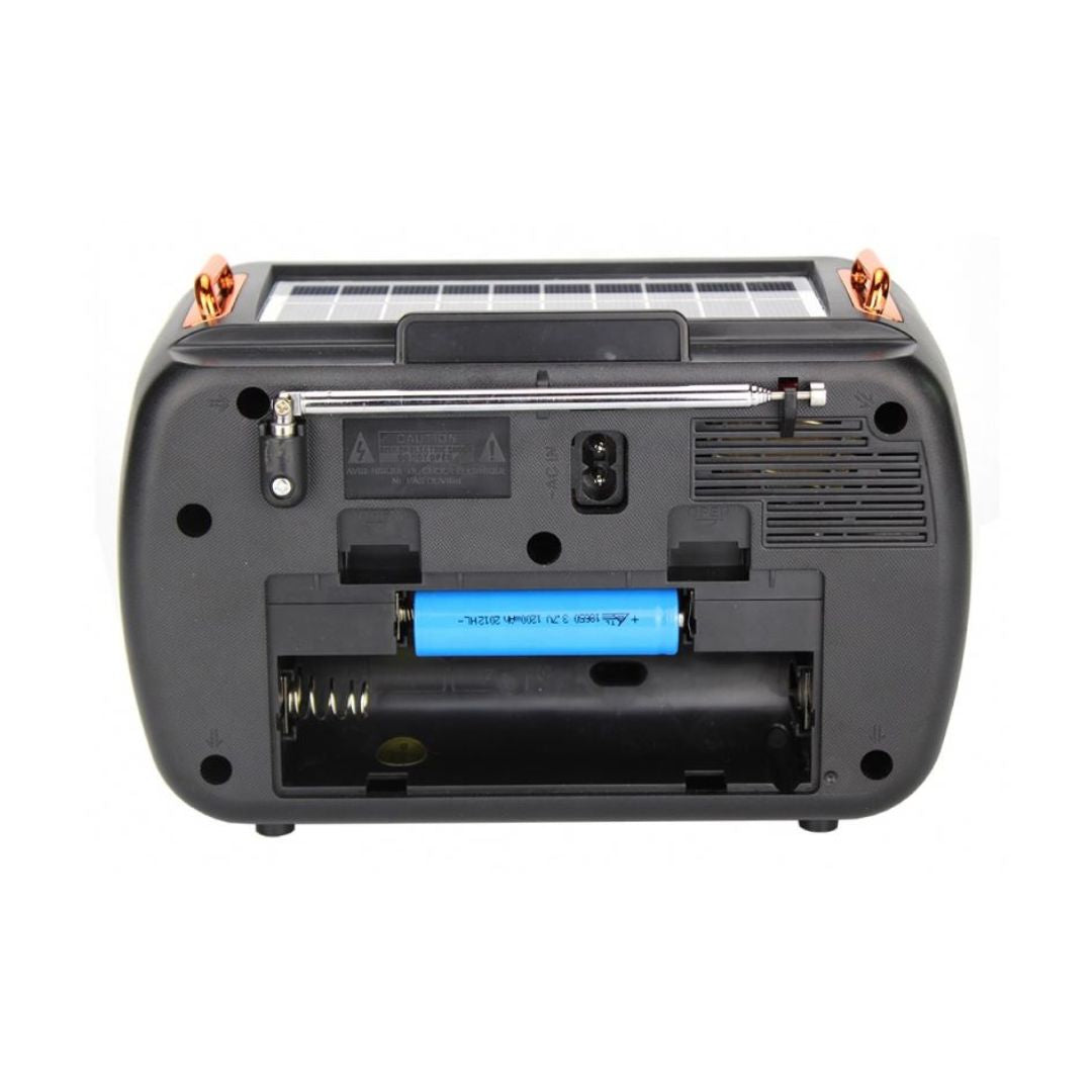 Radio Portátil Recargable AM/FM Bluetooth Panel Solar y Linterna Fepe