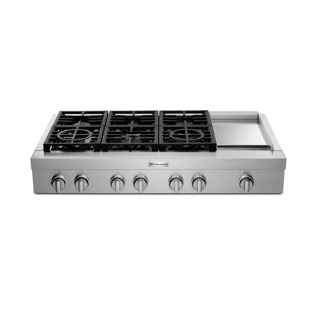Tope a Gas 6 Quemadores Acero Inoxidable 48" + Plancha Kitchenaid