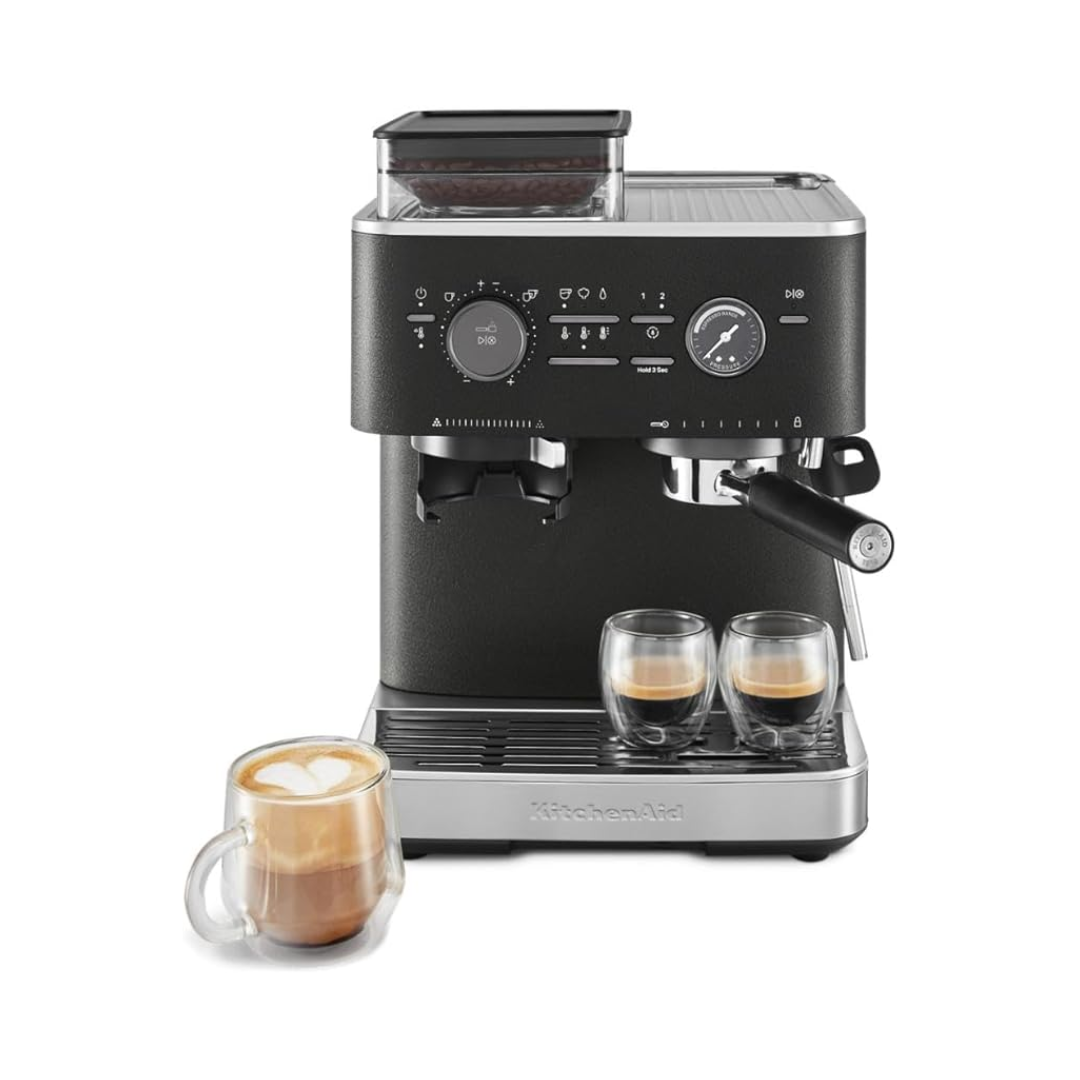 Cafetera Espresso Semiautomática Con Molino de Café Negra Kichenaid