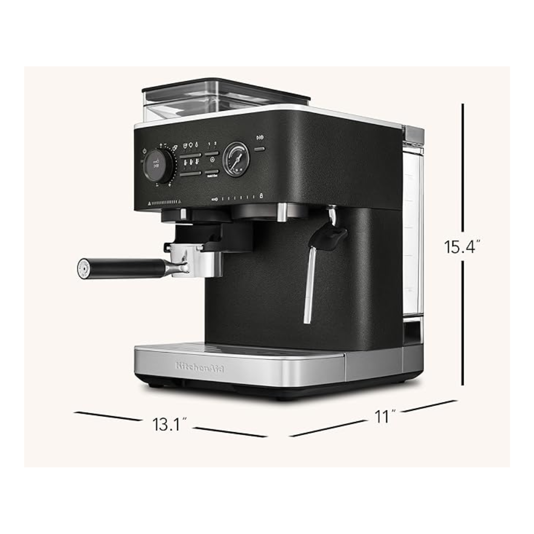 Cafetera Espresso Semiautomática Con Molino de Café Negra Kichenaid