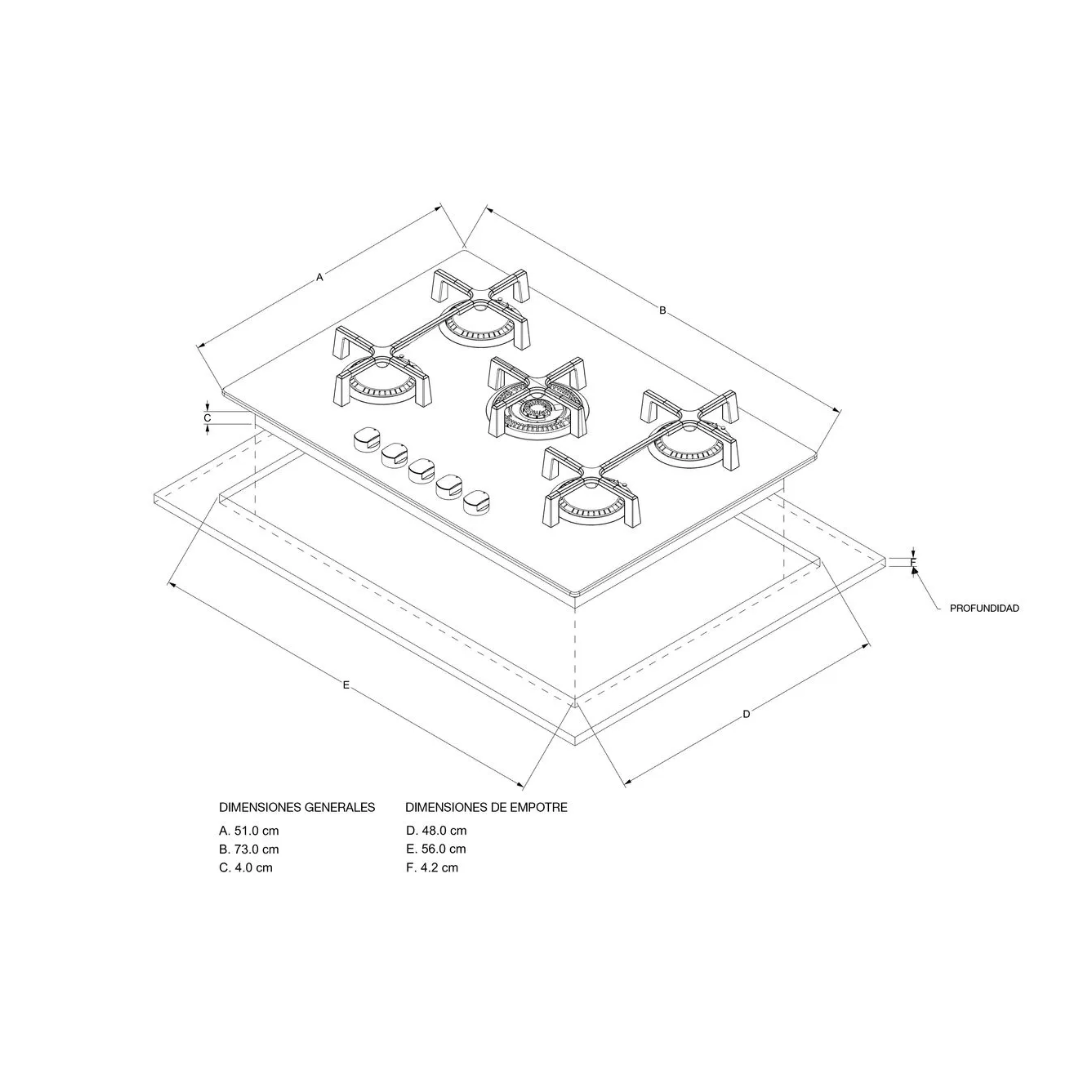 Tope a Gas Vitrocerámica 5 Hornillas 29" De Perrilla Whirlpool