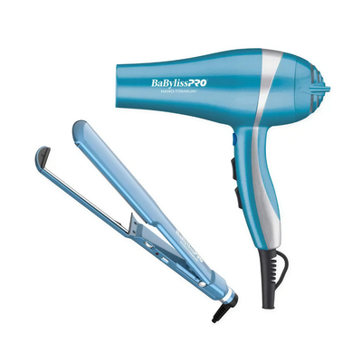 Combo Secador Profesional Nano Titanium Azul BaBylissPRO