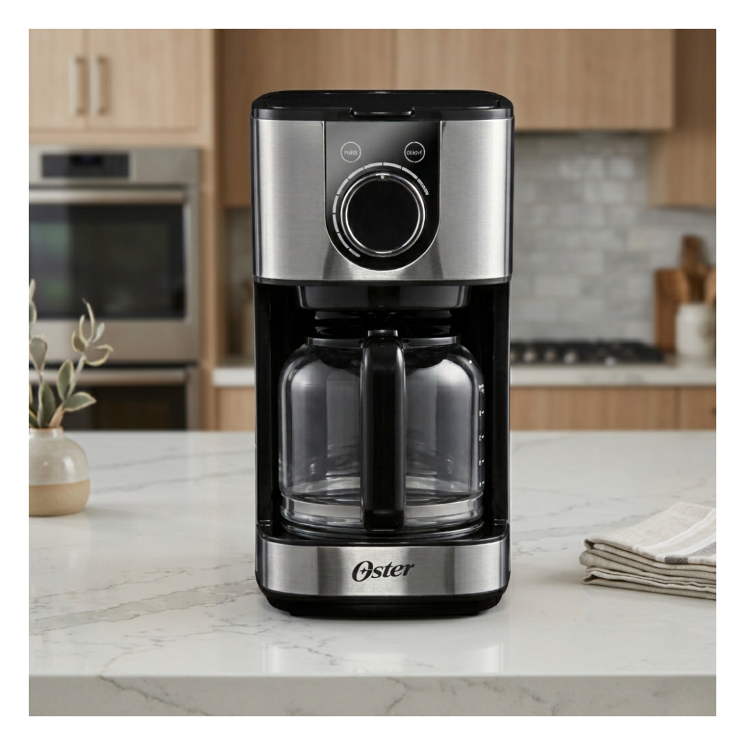 Cafetera 10 Tazas de Perilla Programable ACERO INOXI OSTER