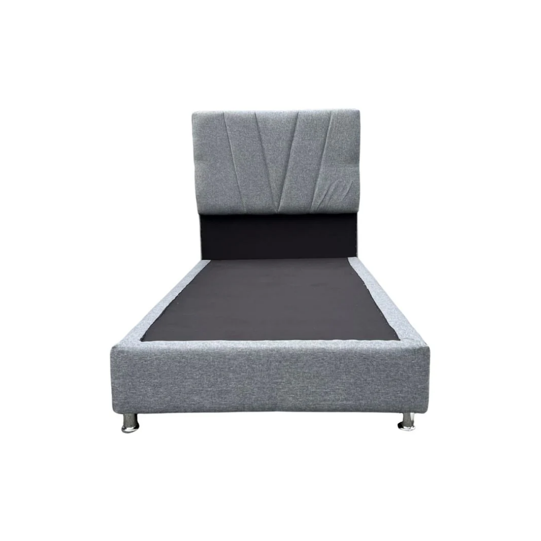 Box Con Copete Matrimonial de Tela Gris Con Soporte Metalizadas Tubular Cromada  Drija