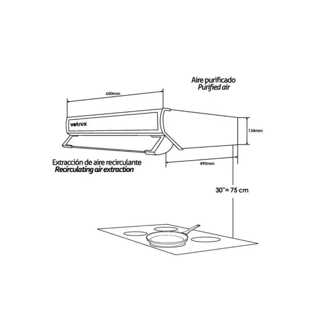 Campana Vetrux 60cm Acero