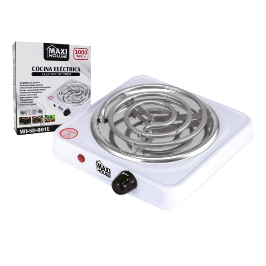 Cocina Eléctrica 1 Hornilla 1000W Antiadherente Maxi House